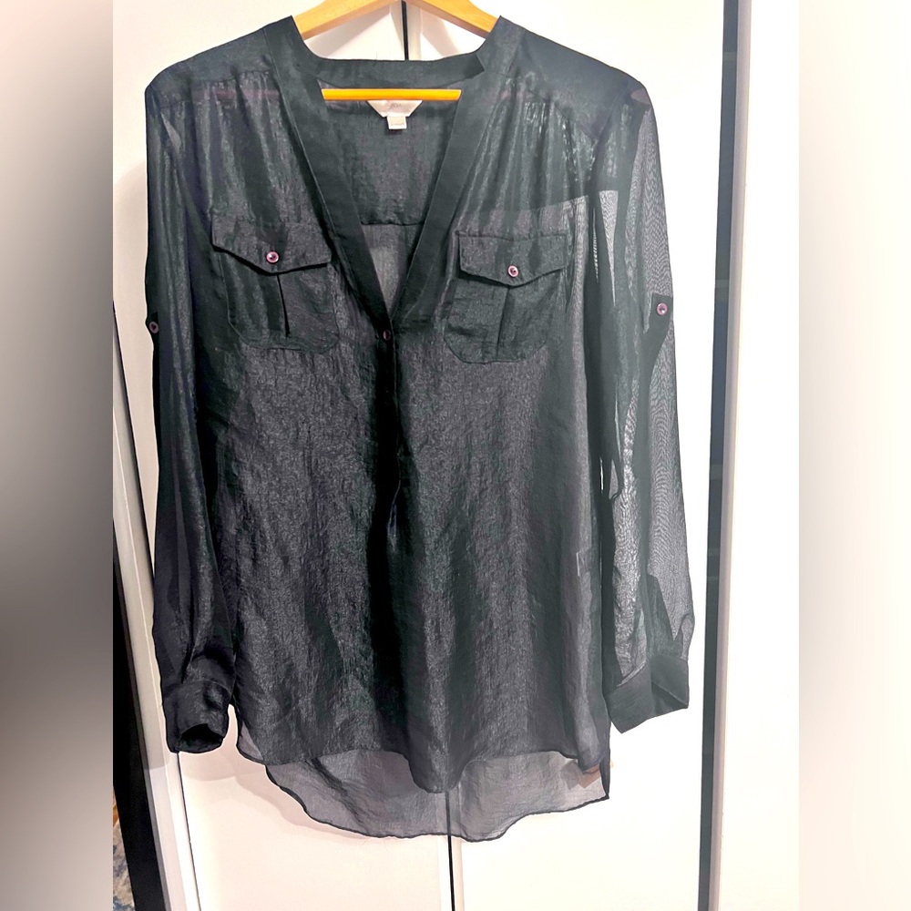 Zoa sheer black button up shirt